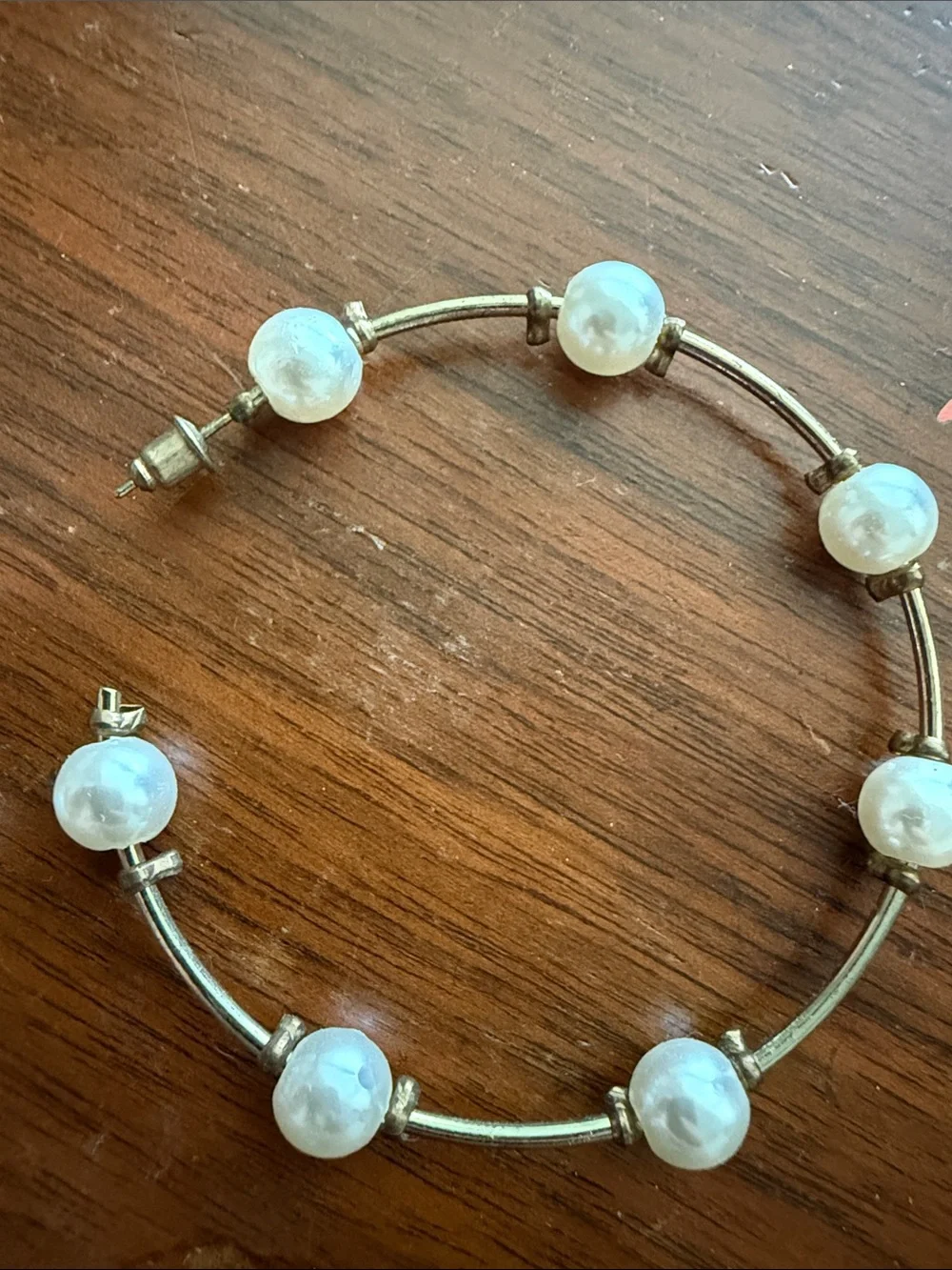 Gold-Tone Pearl Hoop Earrings - Women Jewelry